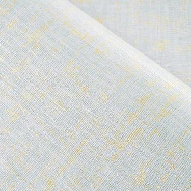 Imagem de FunStick Papel de parede azul e dourado, 61 cm x 508 cm, papel de parede azul texturizado para decoração de parede de quarto, papel de contato de vinil autoadesivo para prateleiras de armários de