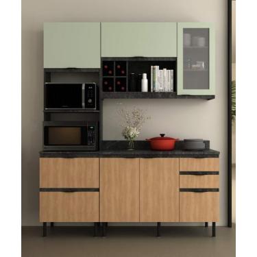 Imagem de Armário de Cozinha Completa Modulada Reta 6 Peças 180cm CZ1203 Begônia