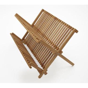 Imagem de Escorredor de Bambu Dobrável Suporte para Pratos e Copos - Alfa