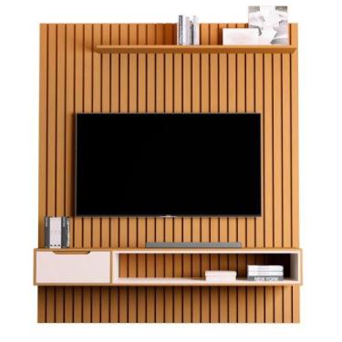 Imagem de Home Ripado com Rack Suspenso Pádua Nature Pérola - CasaH