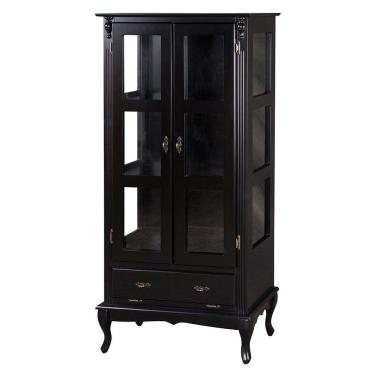 Imagem de Cristaleira Antique Alta 2 Portas de Vidro e 1 Gaveta Preta
