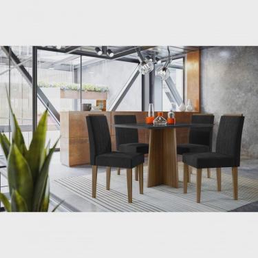 Imagem de Conjunto De Jantar Anitta 1,20 E 4 Cadeiras Ana Imbuia/Preto/Preto New Ceval