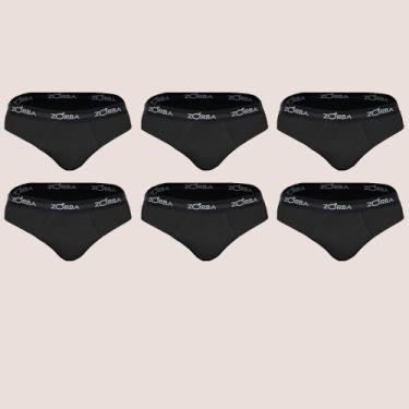 Imagem de Kit 6 Cueca Slip Zorba Max 100% Algodão Qualidade Conforto, Preto, P