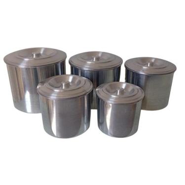 Imagem de Jogo Porta Mantimentos Lata Alumínio Polido 5 Peças - Shopmy