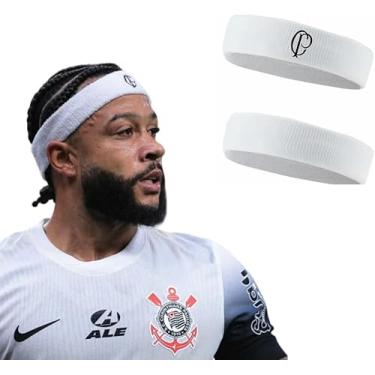 Imagem de Testeira Corinthians Oficial, Faixa Esportiva Branca com Logo, Produto Licenciado