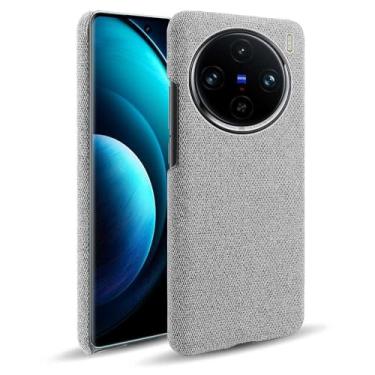 Imagem de Capa para vivo X100 PRO,Capa desenhada em lona,Case Protetora Ultrafina com Empunhadura Macia,Design em Tecido Antichoque e Antiarranhões-Light gray