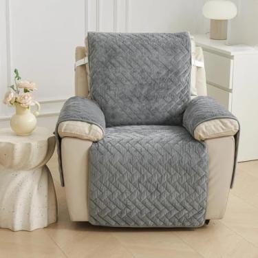 Imagem de Capa de sofá reclinável acolchoada de um lugar, à prova de gatos, de pelúcia grossa, sem bolsos, universal para proteção de casa aconchegante, A5, tamanho P 61 x 185 cm