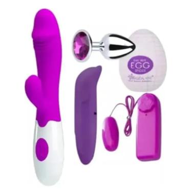 Imagem de kit Sexshop casal e Feminino, Vibrador Snapy30 Modos de Vibração, a pilha,Plug Anal, Cápsula bullut,Vibrador Ponto G e Masturbador Egg