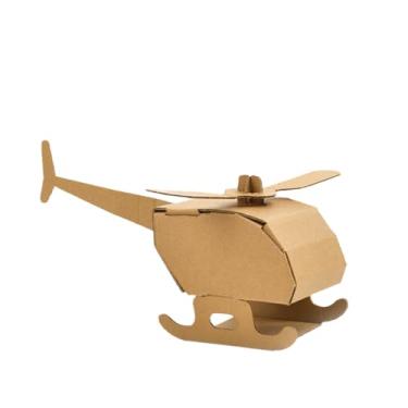 Imagem de Brinquedos de caixa de papel DIY, modelos de caixa de papel artesanal DIY, caixas de papel criativas infantis, cultivo de habilidade. Vem com um conjunto de tinta de 12 cores. (helicóptero)