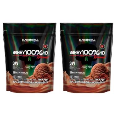 Imagem de Kit 2x Refil Whey 100% HD Gourmet 900g - Black Skull (Chocolate)