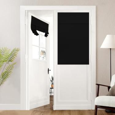 Imagem de Cortinas de porta francesas 100% blackout texturizadas de linho cortinas de janela de porta com isolamento térmico cortinas com a mesma cor e textura em ambos os lados para qualquer cômodo L 66 x C