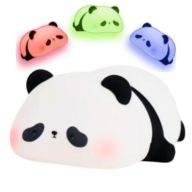 Imagem de Luminária Abajur Panda Fofa Led Touch Silicone Luz Noturna Recarregáve