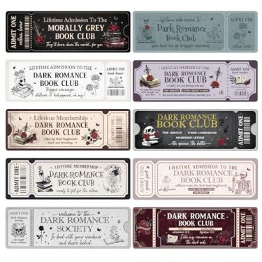 Imagem de Wxiben Marcadores de livro românticos escuros - 20 peças marcador de livro clube de livro esqueleto flor marcadores de livro romântico gótico marcador de página marcador de página presente para