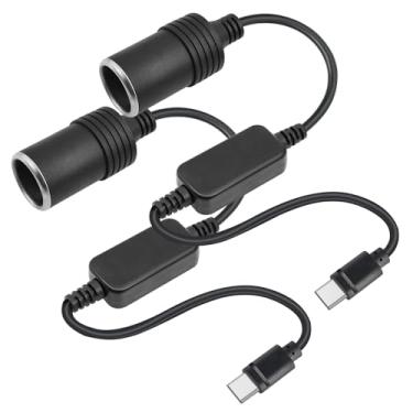 Imagem de Adaptador USB C para isqueiro, USB C macho para tomada de isqueiro de carro de 12 V, cabo conversor fêmea, cabo de alimentação de 12 V 18 W para câmera veicular, GPS, tiras de luz LED de carro