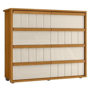Imagem de Cômoda Para Quarto Com 8 Gavetas 136cm Avila Off/Cinamomo Z10 - Mpozen