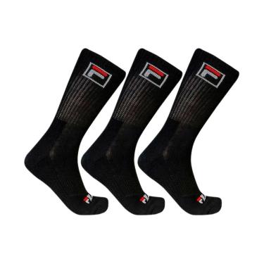 Imagem de Meia Fila F-Box Cano Alto Preta - 3 Pares