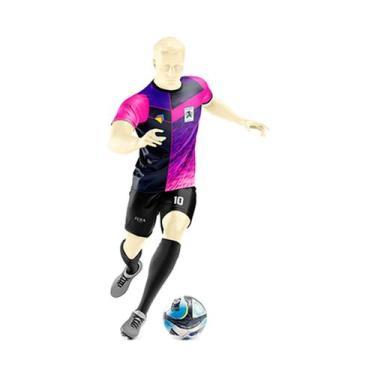 Imagem de Uniforme Esportivo Completo Com Camiseta e Shorts DryFit Rosa/ Azul - 