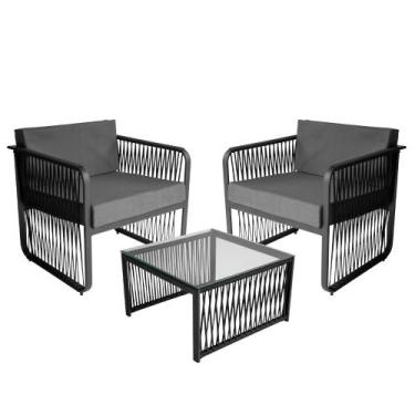 Imagem de Conjunto 2 Poltronas e 1 Mesa de Centro Santiago em Alumínio e Corda N