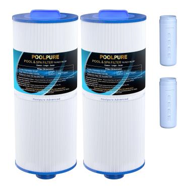 Imagem de POOLPURE Removable Handle Spa Filter Replaces PJW60TL-OT-F2S, Jacuzzi Prem J300, J400, Unicel 6CH-961, 6541-383, 6540-476, 60 sq.ft Filter Cartridge with Built-in Dispenser, 2PACK