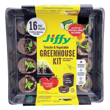 Imagem de Jiffy Kit de Estufa de Tomate e Vegetais para Iniciação de Sementes de 50 mm com 16 Grânulos de Turfa Expansíveis à Base de Plantas + Bônus Superthrive e Etiquetas de Plantas