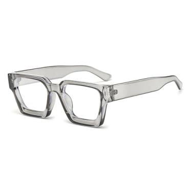 Imagem de Armação de óculos retrô anti-luz azul feminina, moda masculina (cinza)
