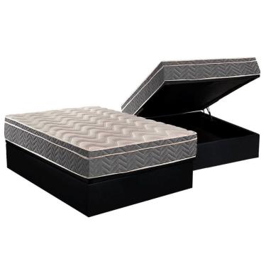 Imagem de Cama Box Baú Casal: Colchão Espuma Paropas D45 / Ep Confort Mega Firme + Base Black(138X188)