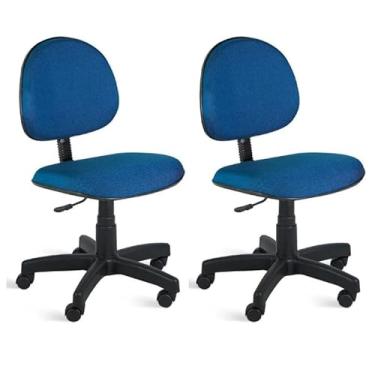 Imagem de Kit 2 Cadeiras de Escritório Azul Executiva Giratória Home Gourmet Ergonômica Tecido Espuma D45 120kg