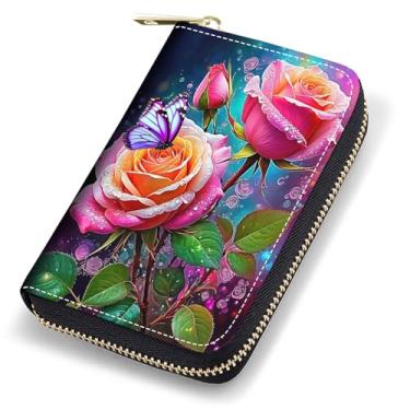 Imagem de stmedazm Porta-cartões de crédito para mulheres, carteira pequena de couro com bloqueio de RFID, carteira sanfonada com zíper, bandeira mexicana, totem asteca maia, Estojos de cartão stm-168