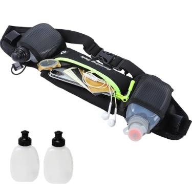 Imagem de AXEN Cinto de hidratação para corrida – cintura ajustável para maratona, triatlo e caminhadas | Design refletivo de segurança e bolso para telefone, Cintura com bolso