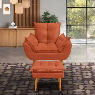 Imagem de kit 1 poltrona Emily +puff descanso para os pés (terrra cota)