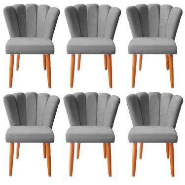Imagem de Kit 6 Cadeiras Poltrona Sala de Jantar Penteadeira Reforçada Decorativ