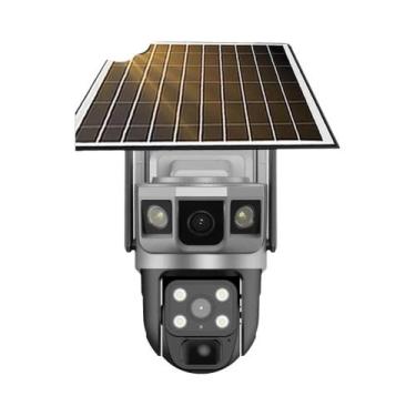 Imagem de Câmera De Segurança IP CCTV Solar 4G Externa Com Lente Dupla, À Prova 