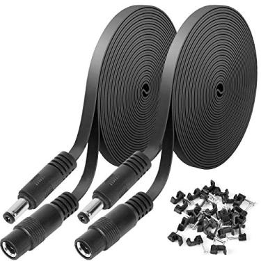 Imagem de Uogw Pacote com 2 cabos de extensão de energia CC de 6 m, cabo de extensão de 2,1 mm x 5,5 mm compatível com cabo adaptador CC de 12 V para câmera de segurança CCTV IP, LED, carro, preto