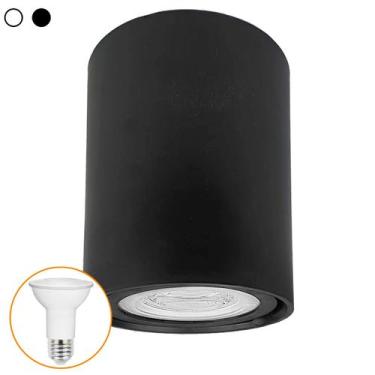 Imagem de Kit Jogo 5x Spot Plafon Teto Sobrepor Redondo Direcionável + Lâmpadas 