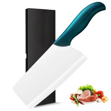 Imagem de DESIAR Faca De Chef Cerâmica Premium 7 Polegadas Com Capa Protetora, Ultra Afiada Para Fatiar, Cortar Em Cubos E Picar Precisão, Cabo Ergonômico, Lavável Na Máquina Lavar Louça (Azul)