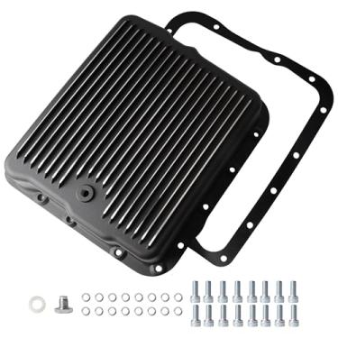 Imagem de Cárter de óleo de transmissão com junta e parafusos com kit de plugue de drenagem adequado para GM 700R4 4L60 4L60E, profundidade da panela 2-5/20.3 cm OE #SP8594BK