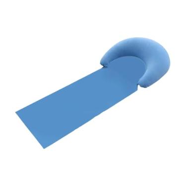 Imagem de Aymzbd Esteira de praia com travesseiro, esteira portátil, espreguiçadeira para relaxamento no quintal e acampamento, Azul Claro