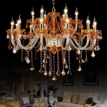 Imagem de Vela De Cristal Europeia Lâmpada Pendente Sala De Estar De Luxo Restaurante Quarto Quarto Da Menina Villa Hotel Loja De Roupas Salão De Beleza Café Bar Ktv Lustre, E a 18 Lights