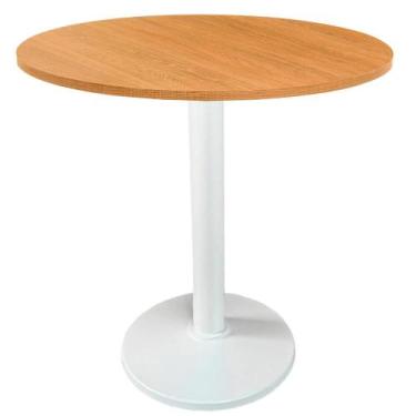 Imagem de Mesa Zeta Ferro Branco 75 cm (Alt) Disco Redondo Tampo MDP Redondo 80 