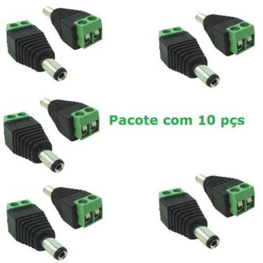 Imagem de Kit 10 Conectores Plug P4 Macho com Borne para CFTV com Indicadores de