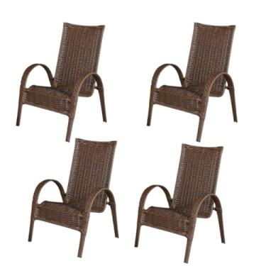 Imagem de Kit 4 Cadeiras Paris Área Externa, Jardim Junco Envelhecido