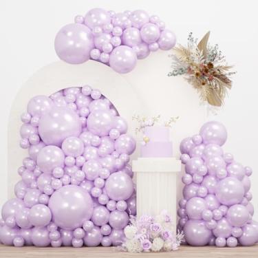 Imagem de JZCZOEB Double Pearl Purple Stuffed Balloons Different Size 115Pcs 5/10/12/18" Light Purple Balloon Arch Kit for Princess Birthday Baby Shower Bridal Shower Engagement Ocean Sea Frozen Theme Party