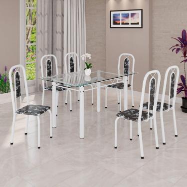 Imagem de Conjunto Sala de Jantar com 6 Cadeiras Lívia Preto / Branco