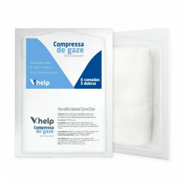 Imagem de Compressa De Gaze V.Help Hidrófila Estéril 7,5cm x 7,5cm - 11 Fios
