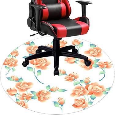 Imagem de Tapete de cadeira de escritório com flores, textura de flor, tapete de cadeira de mesa para piso de madeira de escritório em casa, protetor de piso de pilha baixa, redondo 78,7 cm