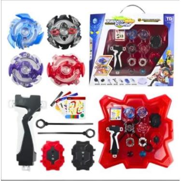 Imagem de Kit Beyblade Tornado Combat: 4 Piões, 2 Lançadores e Arena - Soberana 