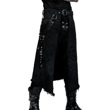 Imagem de Bigodes Jacquard Assimétricos Góticos Masculinos Meia Saia Dark Rock Punk Meia Saia Vapor, 1c, XL