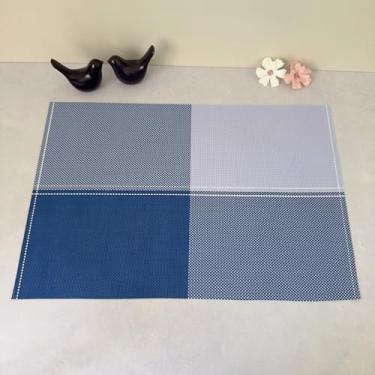 Imagem de Kit 10 Pçs Jogo Americano Retangular de Mesa Posta Jantar Descanso Prato Cozinha (Azul Mod F)