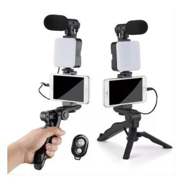 Imagem de Kit Vlogger Streamer Podcast Profissional C/ Controle Tripe - MB, Pret