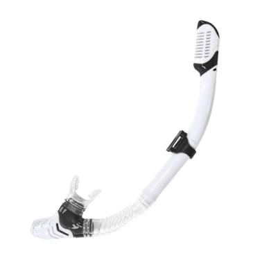 Imagem de Deevoka Snorkel seco para mergulho, snorkel de natação, tubo de mergulho de silicone macio com proteção contra respingos, cilindro para piscina e natação ao, Branco